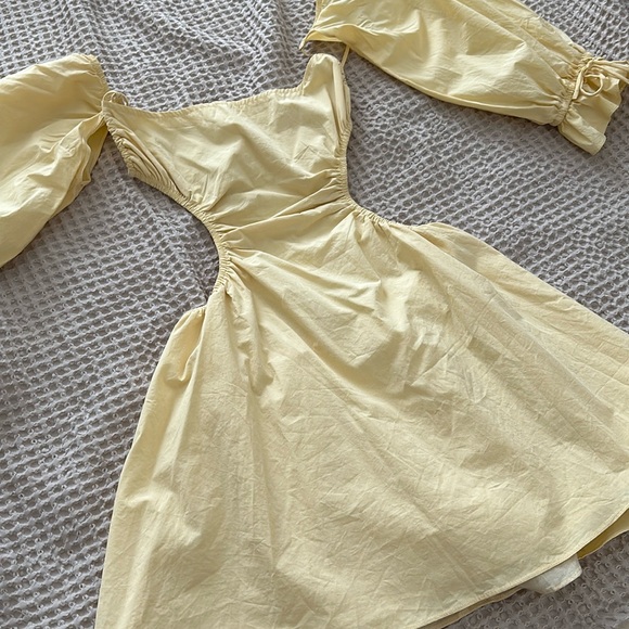 Open Back Mini Dress Pale Yellow - Picture 5 of 5